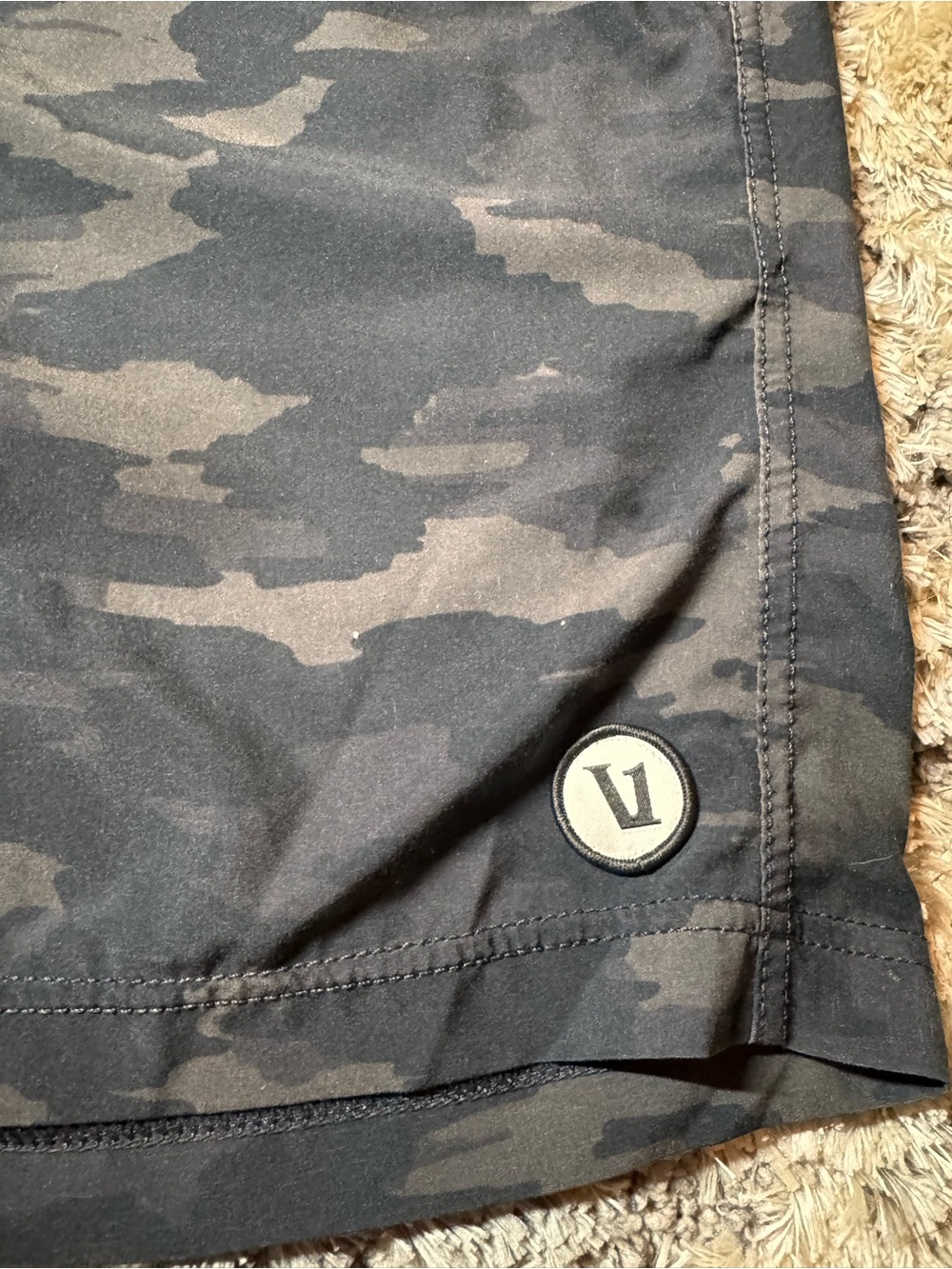 Vuori Core Black Camo Athletic Shorts with Drawstring. Lined 7.5 inseam. - Picture 3 of 4